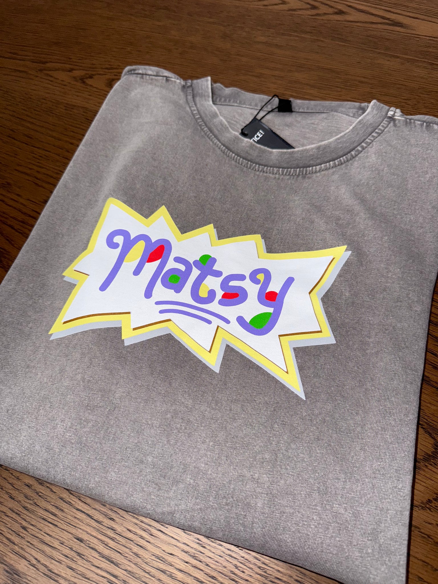 RUGRATS X POKÉMON OVERSIZED T SHIRT IN ACID WASH GREY